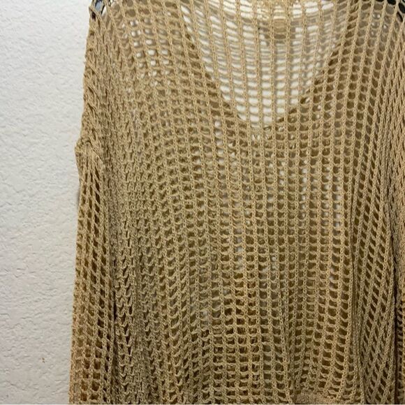 BiBi Crochet  Long Sleeve Shirt Oversized Top size M white bow accent sleeves - Picture 8 of 9